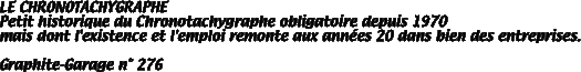 LE CHRONOTACHYGRAPHE